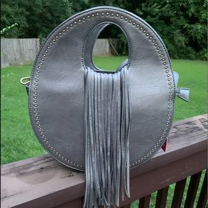 Unique Metallic Taupe Fringe w/studs